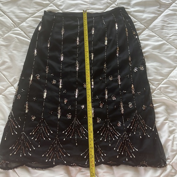Vintage French style high waist Black goldbeaded sequined formal skirt waist 26” - Picture 4 of 9